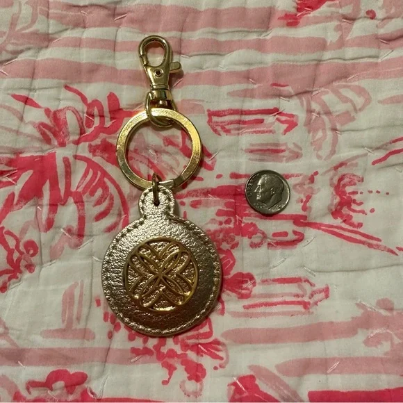 Lilly Pulitzer Gold Leather Key Fob Keychain Bag Charm from Advent Calendar - Picture 6 of 6